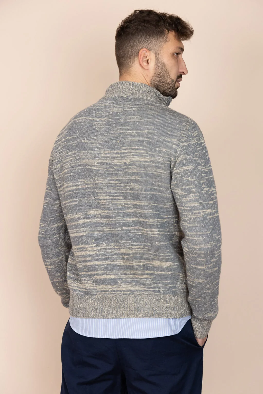 Pulover Rivoli din Cânepă și Lână Merino - Stone Blue | De IONESCU - imagine 3