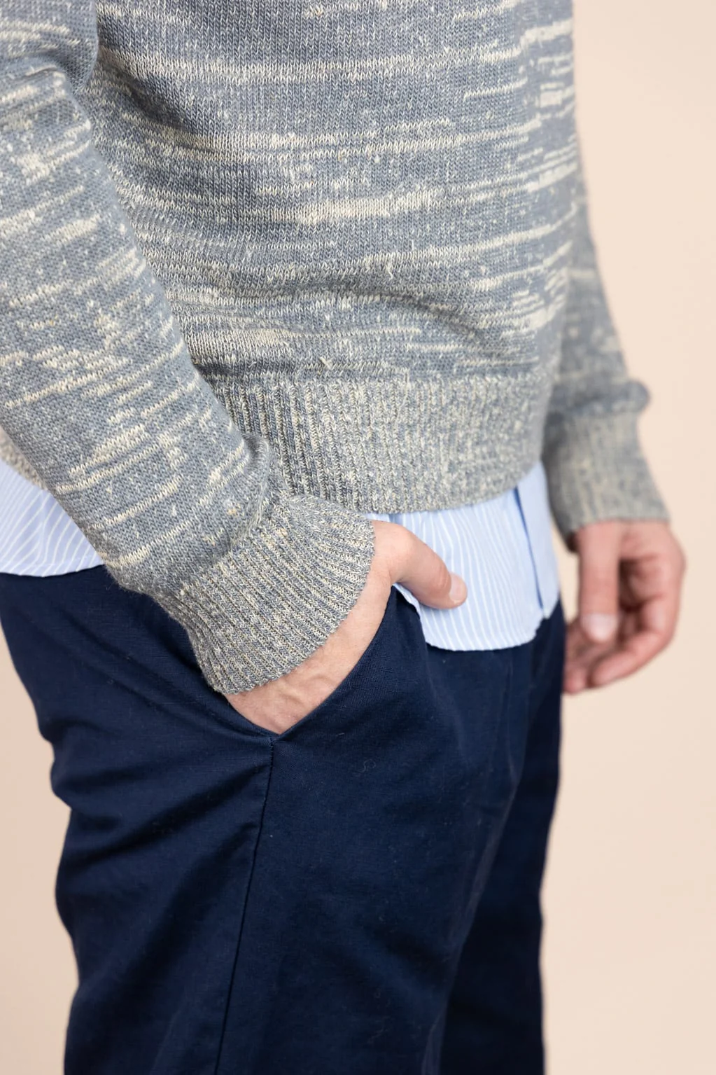 Pulover Rivoli din Cânepă și Lână Merino - Stone Blue | De IONESCU - imagine 4