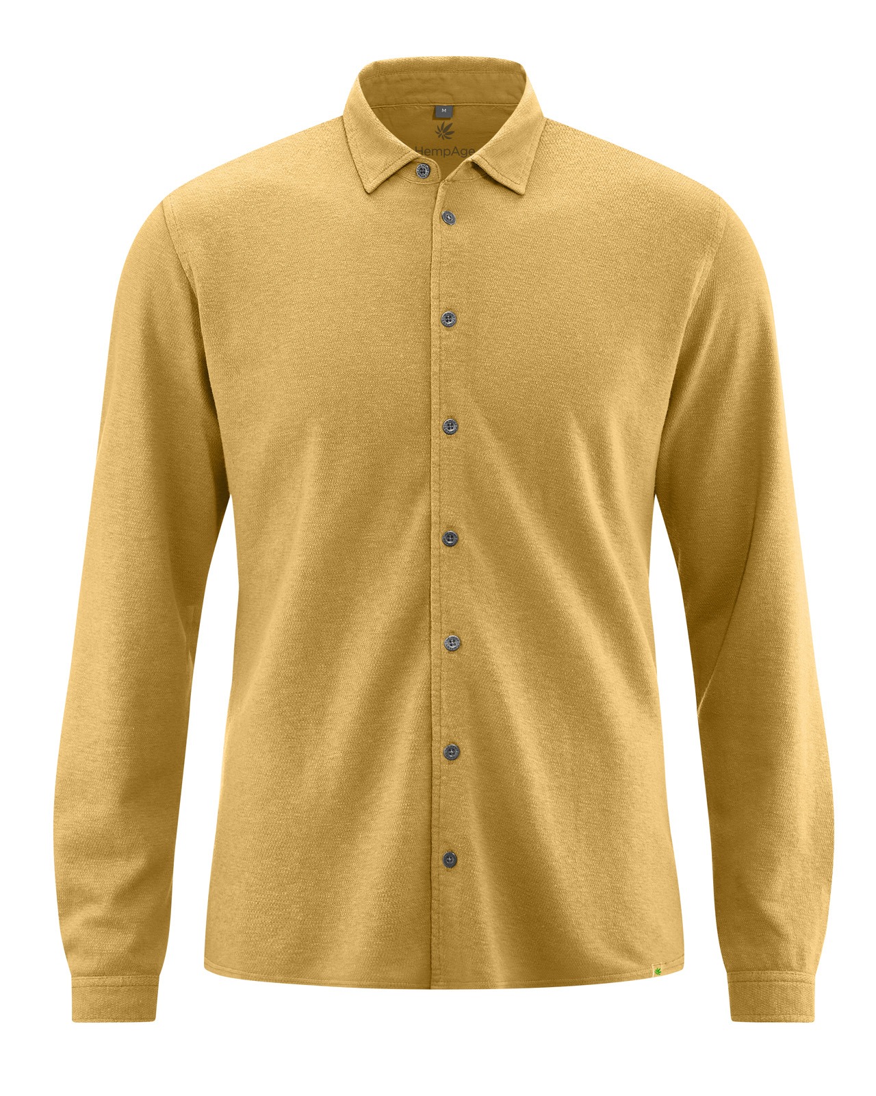 Cămașă bărbați din slub jersey de cânepă și bumbac organic, croi slim – HempAge 3 Cămașă bărbați din slub jersey de cânepă și bumbac organic, croi slim, culoarea Dijon