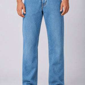 Pantaloni bărbați cu 5 buzunare și croi drept din cânepă și bumbac organic, culoarea Albastru deschis