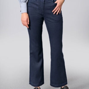 Pantaloni evazați damă din cânepă și bumbac organic, culoarea Bleumarin