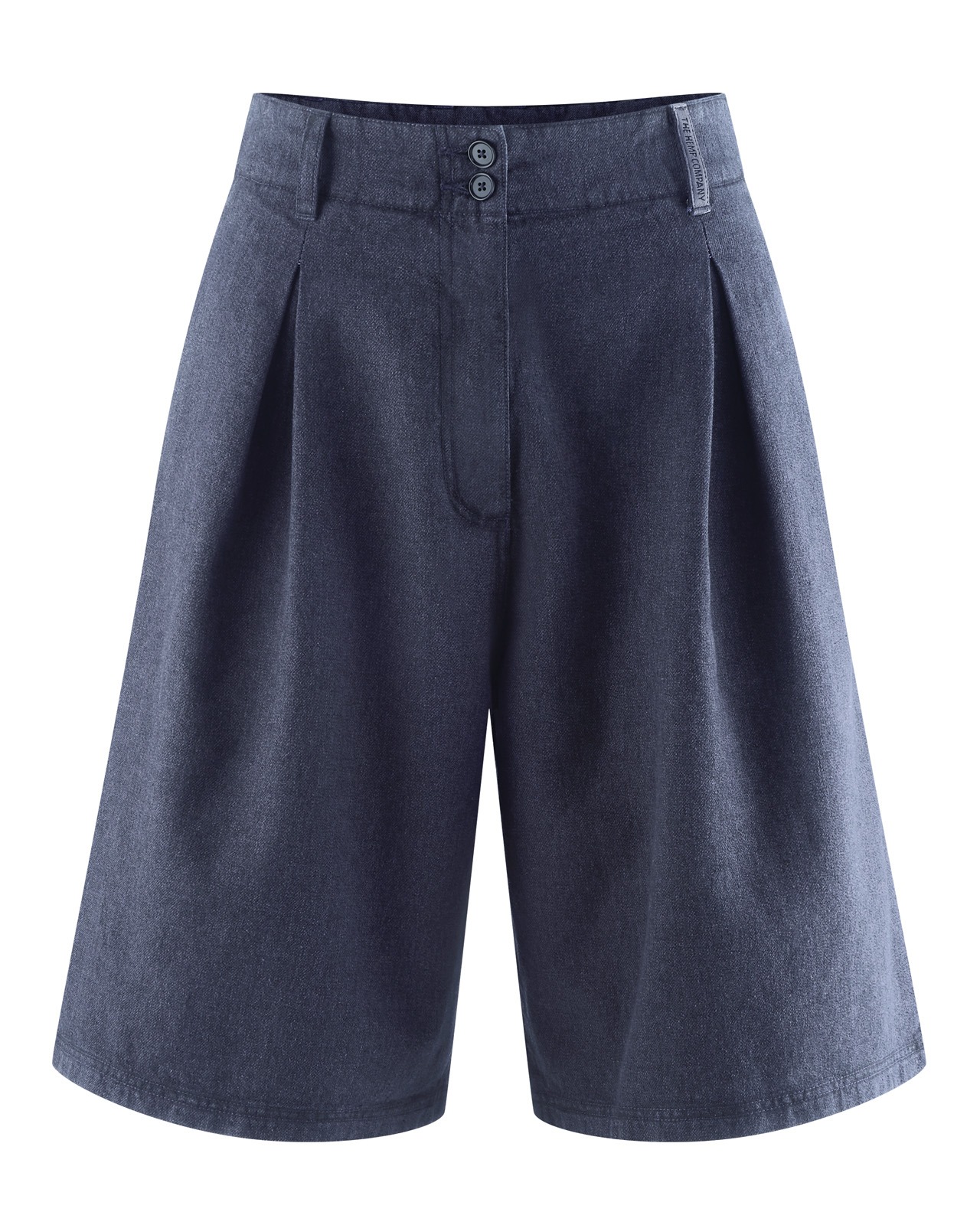 Pantaloni Scurți Bermuda din Cânepă și Bumbac Organic, Carouri Discrete 2 Pantaloni Scurți Bermuda din Cânepă și Bumbac Organic, Carouri Discrete – Bleumarin – vedere purtat / detaliu