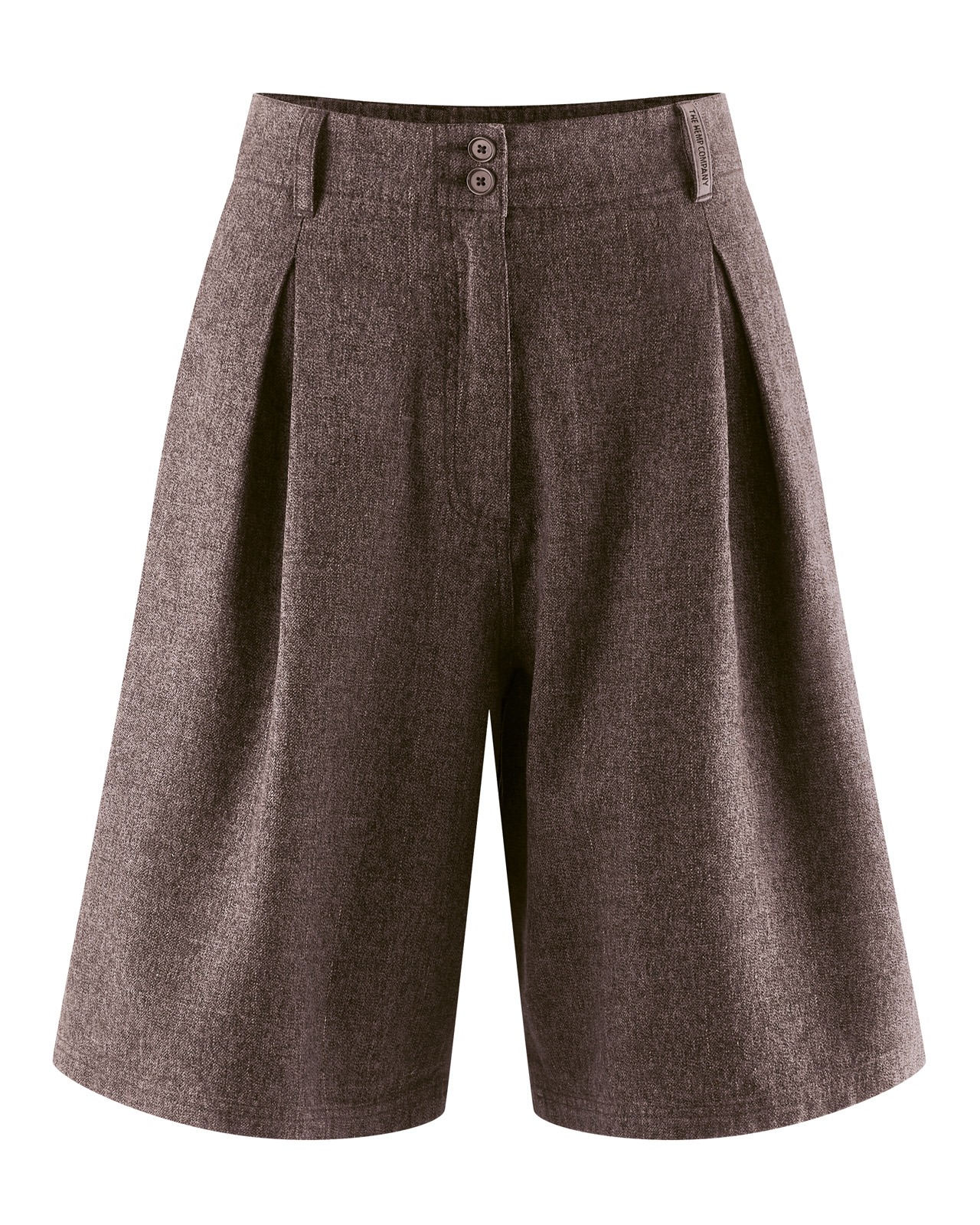 Pantaloni Scurți Bermuda din Cânepă și Bumbac Organic, Carouri Discrete 3 Pantaloni Scurți Bermuda din Cânepă și Bumbac Organic, Carouri Discrete – Mocca – vedere purtat / detaliu