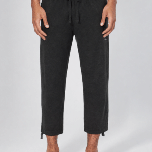 Pantaloni de Yoga 7/8 pentru Bărbați din Cânepă și Bumbac Organic – Negru – vedere față / produs