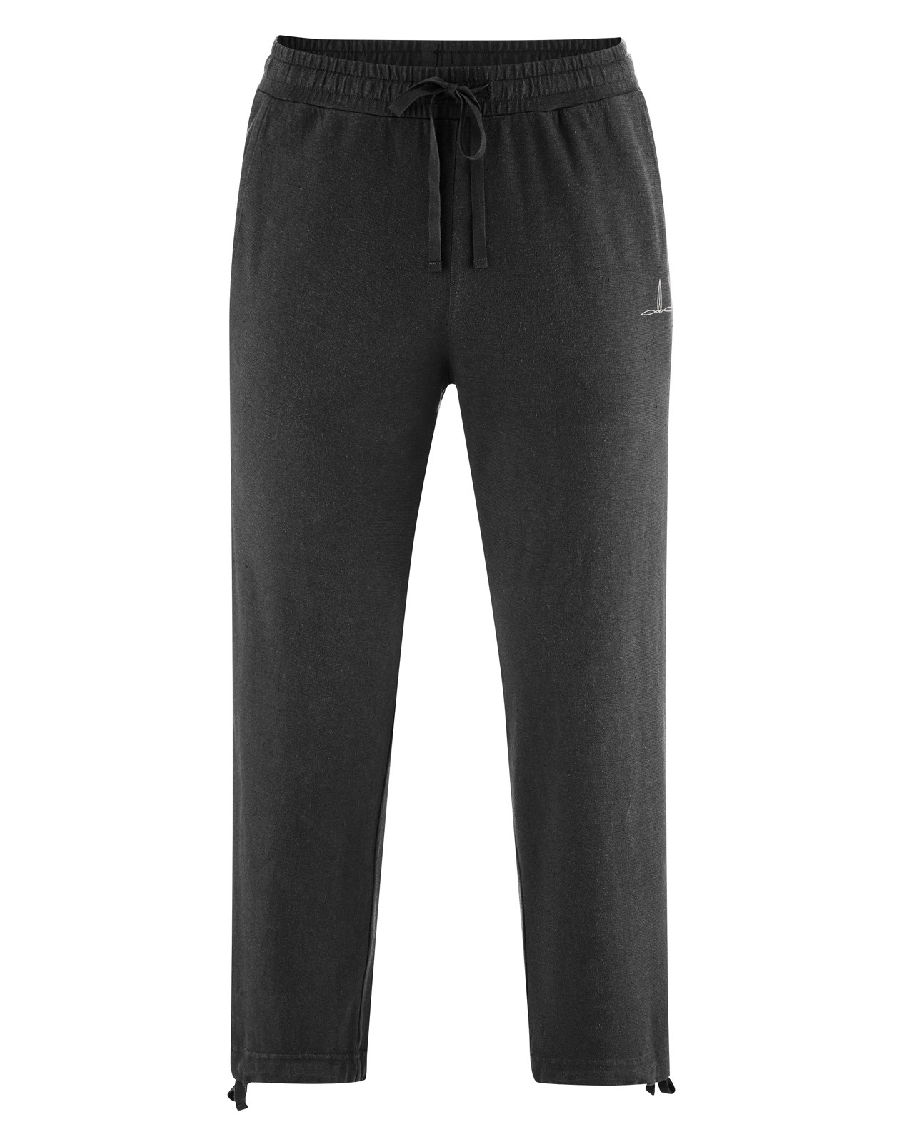 Pantaloni de Yoga 7/8 pentru Bărbați din Cânepă și Bumbac Organic 2 Pantaloni de Yoga 7/8 pentru Bărbați din Cânepă și Bumbac Organic – Negru – vedere purtat / detaliu