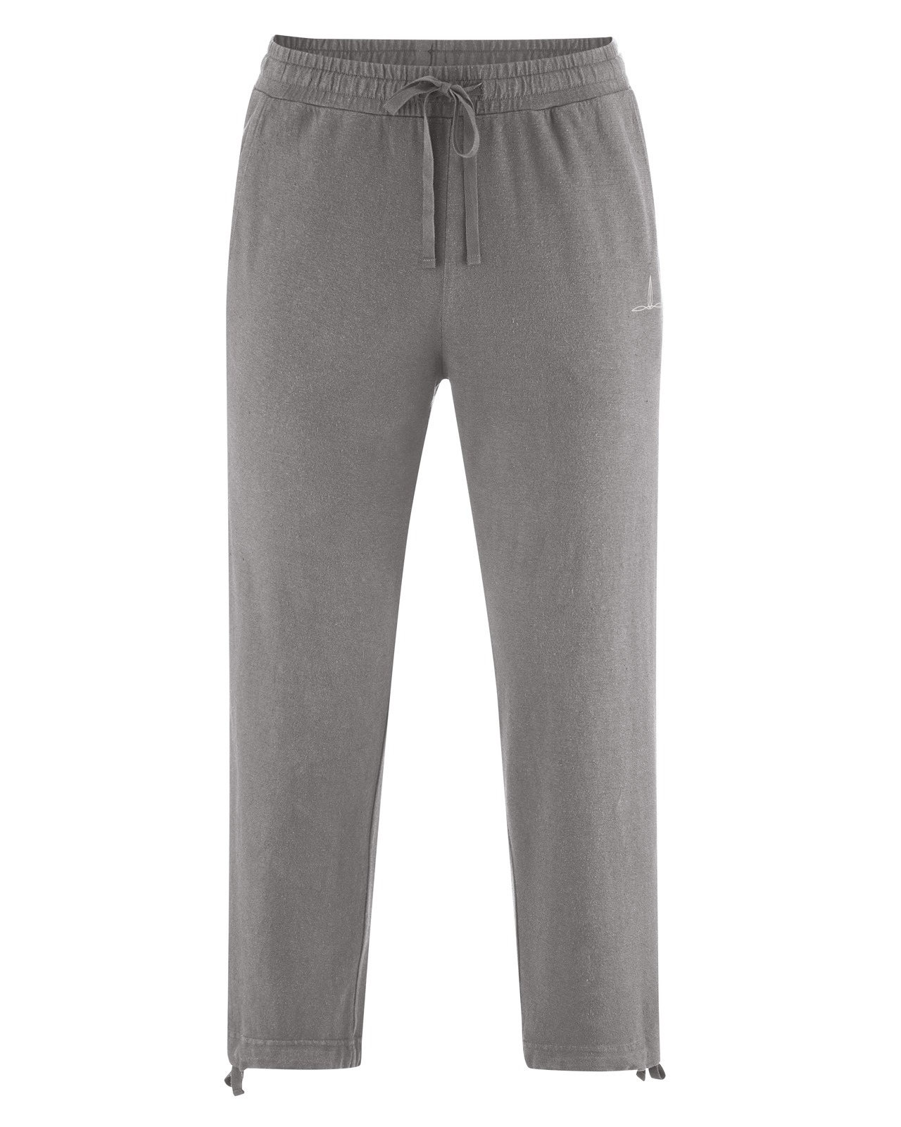 Pantaloni de Yoga 7/8 pentru Bărbați din Cânepă și Bumbac Organic 5 Pantaloni de Yoga 7/8 pentru Bărbați din Cânepă și Bumbac Organic – Taupe – vedere purtat / detaliu
