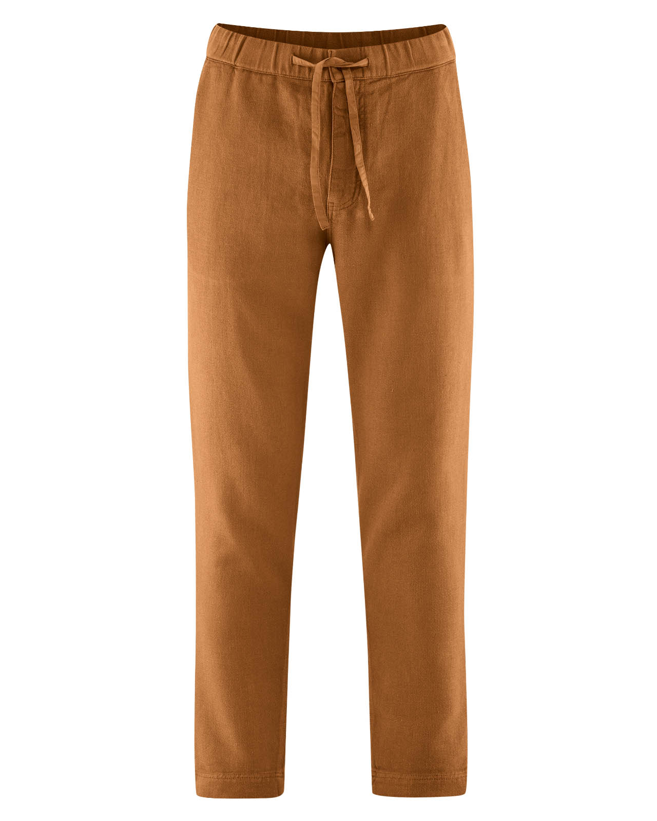 Pantaloni Comozi Unisex din Cânepă și Bumbac Organic 3 Pantaloni Comozi Unisex din Cânepă și Bumbac Organic – Migdală – vedere purtat / detaliu