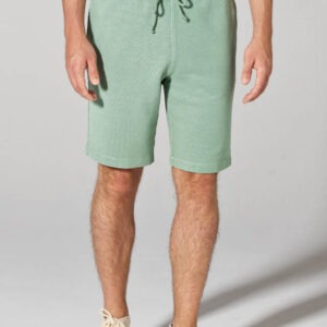 Pantaloni Scurți Casual din French Terry de Cânepă și Bumbac Organic – Mentă – vedere față / produs