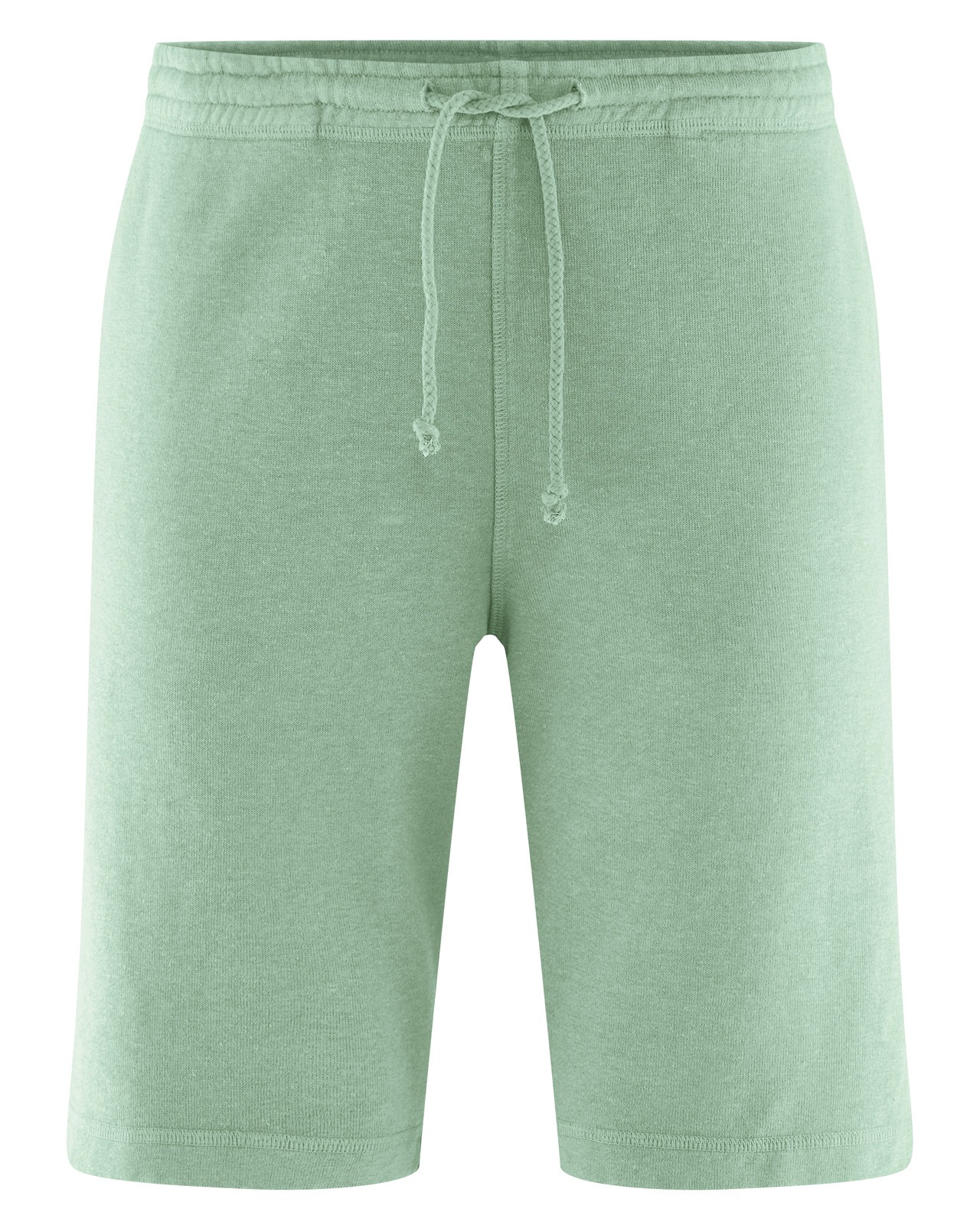 Pantaloni Scurți Casual din French Terry de Cânepă și Bumbac Organic 2 Pantaloni Scurți Casual din French Terry de Cânepă și Bumbac Organic – Mentă – vedere purtat / detaliu